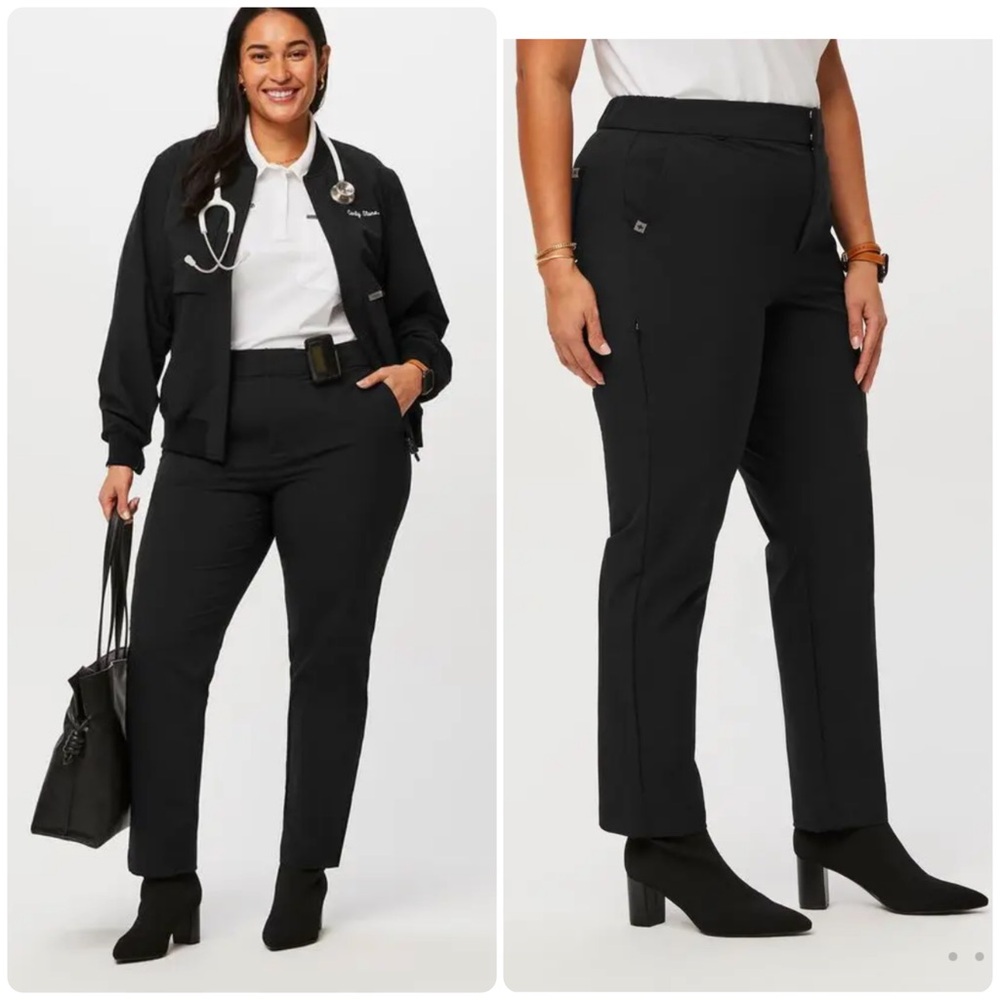 FIGSPRO Women’s Skinny Zip Fly Trouser™ Large Uniform Doctor Stretch‎ Black